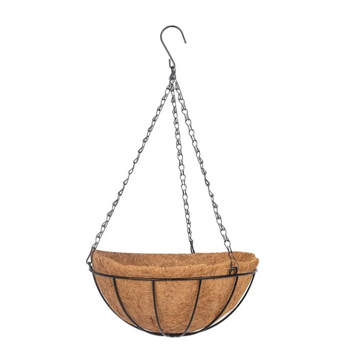 Metal Hanging Plant Basket With Coconut Inlay 4 Metal Hanging Plant Basket With Coconut Inlay - Image 2